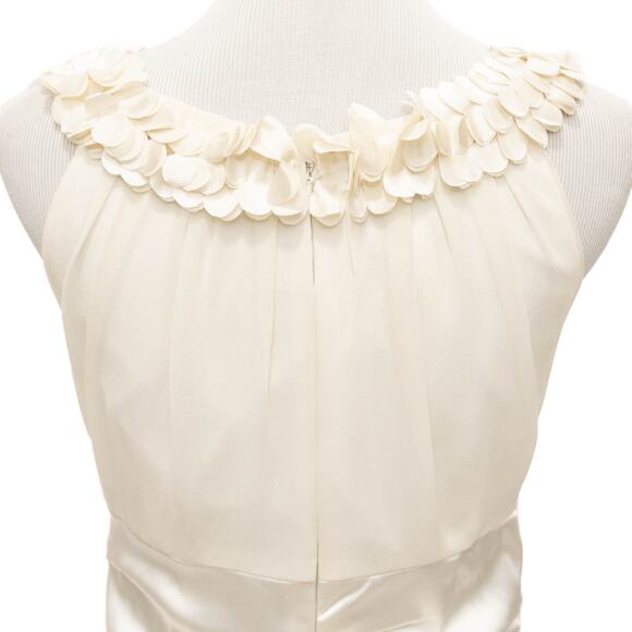 Suzi Chin For Maggy Boutique Off-White Floral Neck Silk Cocktail Dress Size 8 - Picture 6 of 12